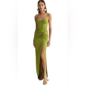 Olive Green Evening Gown - Wedding Guest Dress
